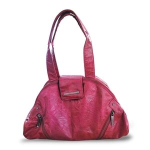 Matt & Nat Cranberry Red Japanese Paper Double Dome Slouchy Shoulder Bag